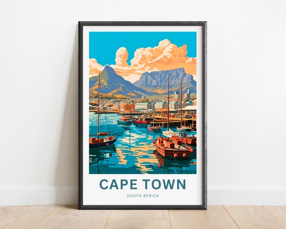 Cape Town Travel Print Cape Town Poster Africa Wall Art Framed Present Gift Africa Present