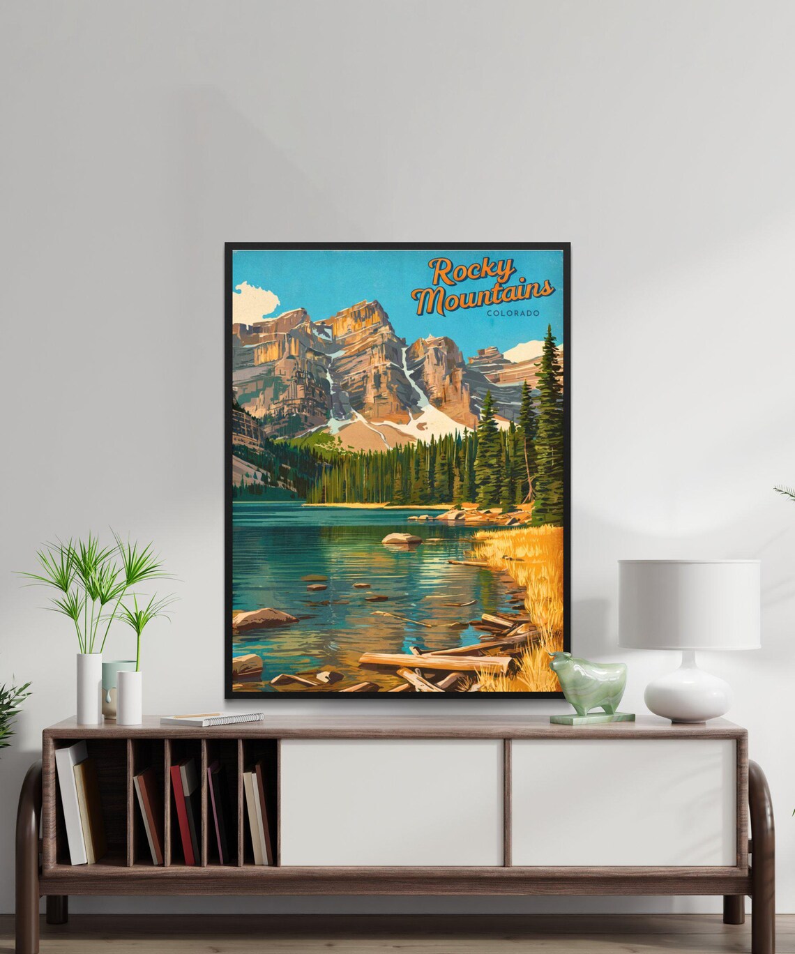 Rocky Mountains Colorado Sunset Lake Driftwood Shores Poster - Image 4