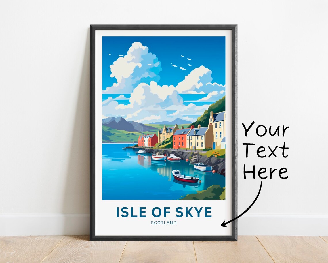 Isle of Skye Scotland Harbor Personalized Custom Text Poster