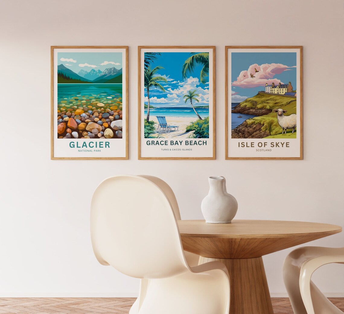 Grace Bay Beach Turks and Caicos Islands Palm Framed Ocean View Poster - Image 3