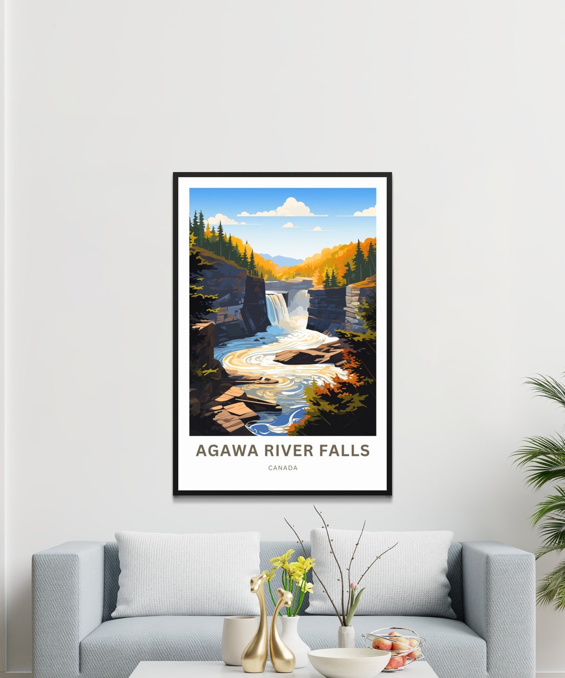 Personalized Agawa River Falls Canada Autumn Waterfall Travel Poster - Image 3