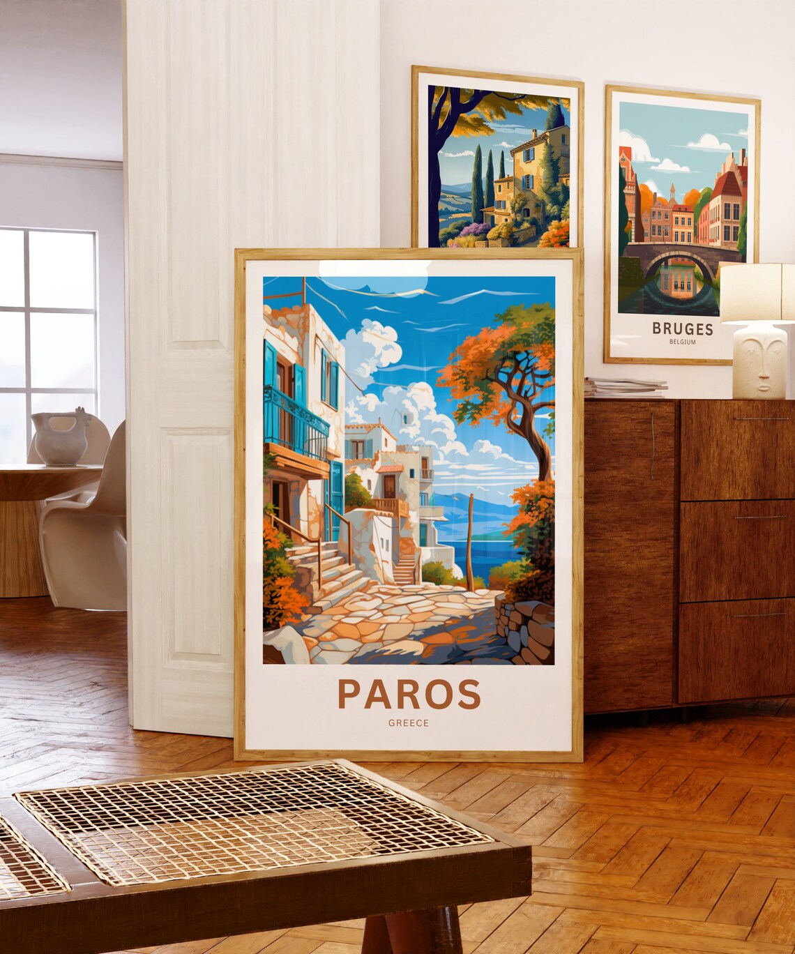 Personalized Paros Greece White Village Island Travel Poster - Image 5
