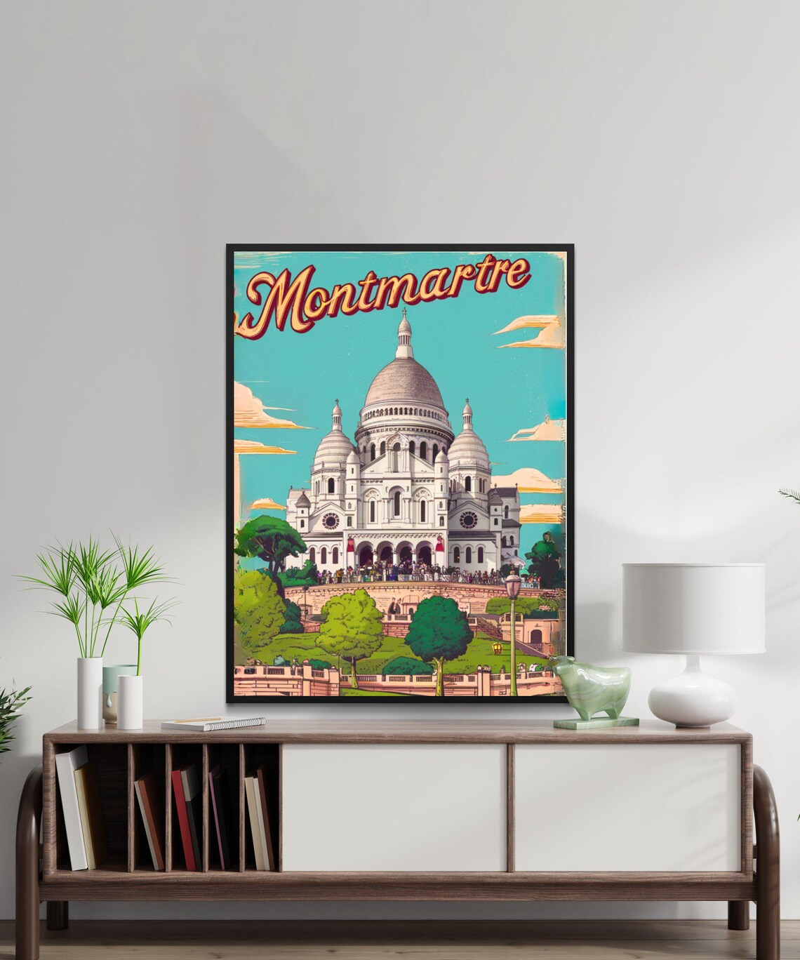 Montmartre Paris Vintage Travel Poster Sacre Coeur Basilica Landmark - Image 3