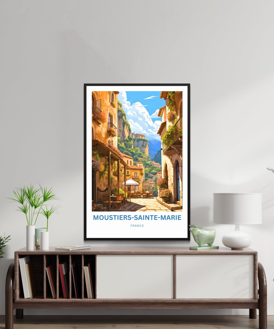 Moustiers Sainte Marie France Poster with Cliffside Village Street Art - Image 3