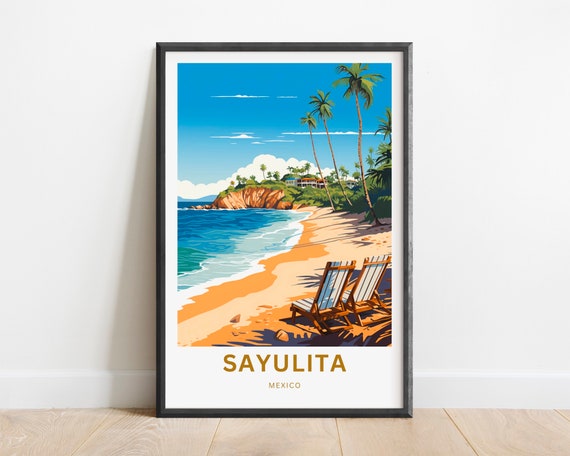Sayulita Travel Print Sayulita Poster Mexico Wall Art Framed Present Gift Mexico Present