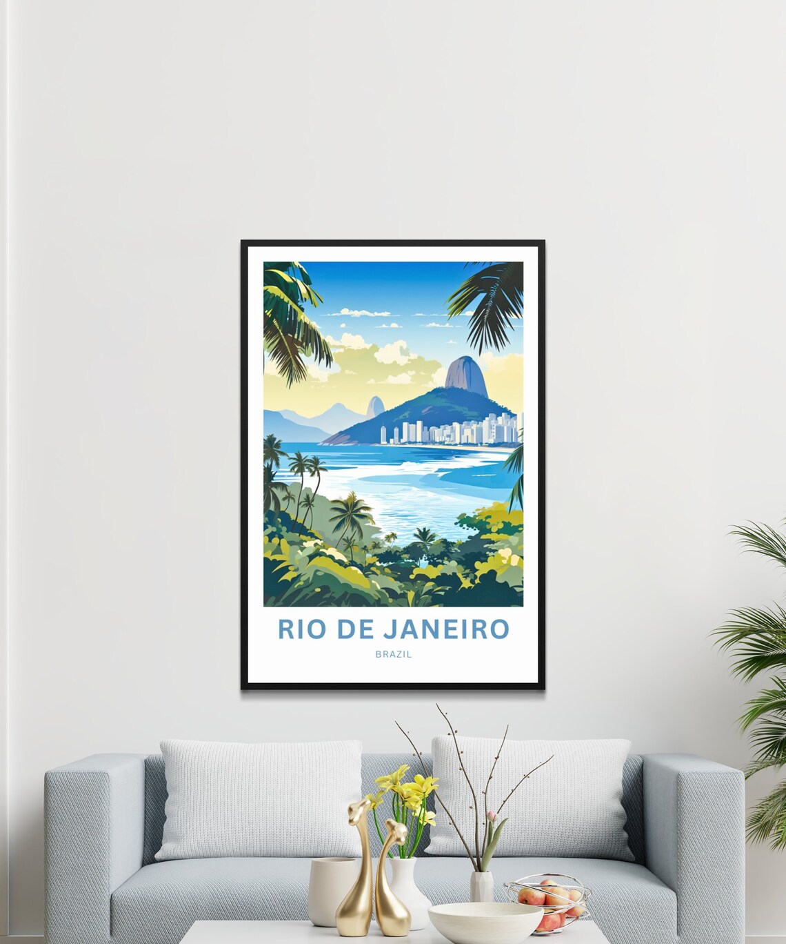 Rio De Janeiro Brazil Palm Framed Bay View Sugarloaf Travel Poster - Image 2