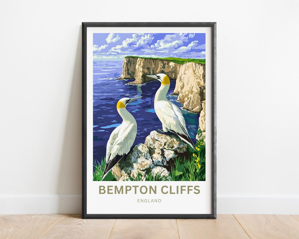 Bempton Cliffs England Chalk Gannets Coast Custom Travel Poster - Image 2