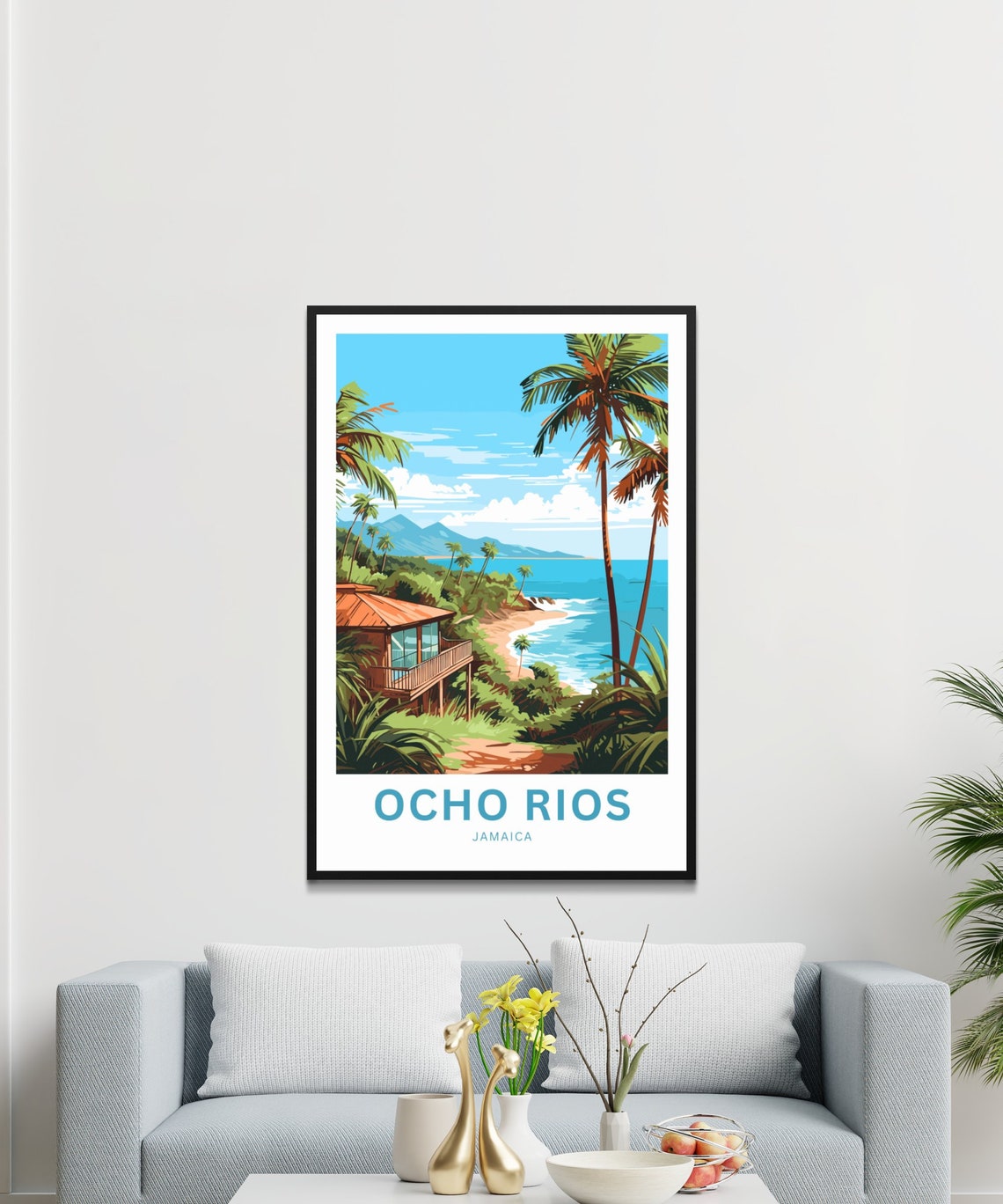 Ocho Rios Jamaica Beach Cabin Personalized Tropical Hideaway Poster - Image 3