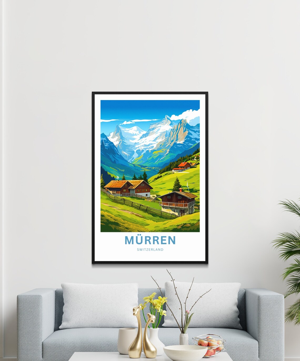 Personalized Mürren Switzerland Alpine Chalets Custom Travel Poster - Image 3