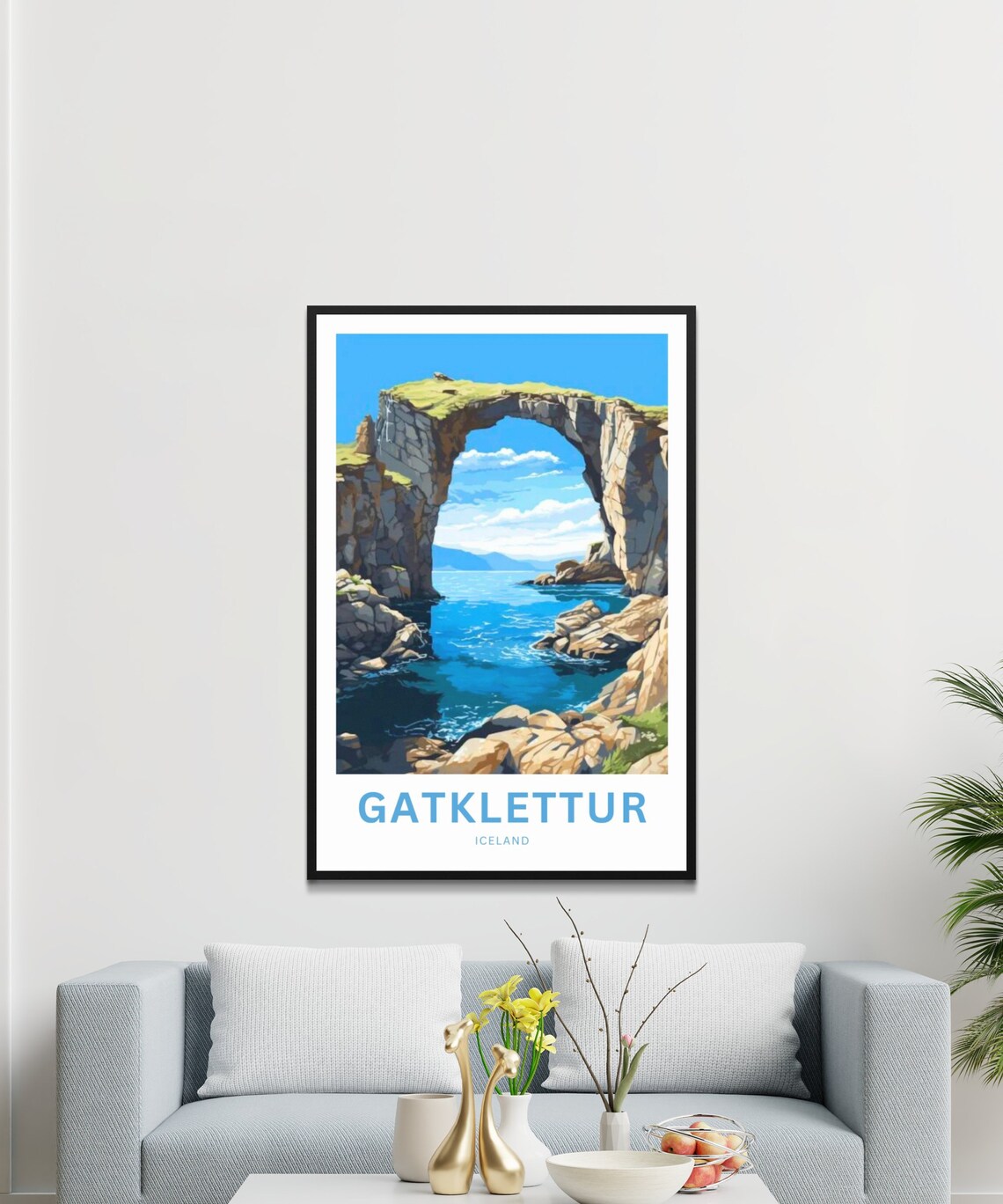Personalized Gatklettur Iceland Poster of Natural Rock Arch Art - Image 3