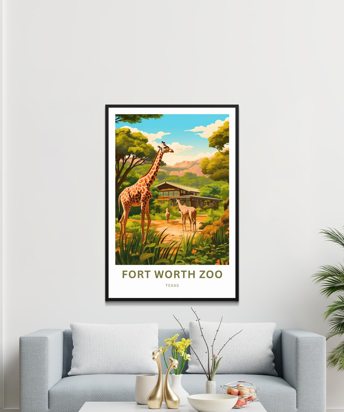 Fort Worth Zoo Texas Giraffe Family Wildlife Safari Travel Poster - Image 3