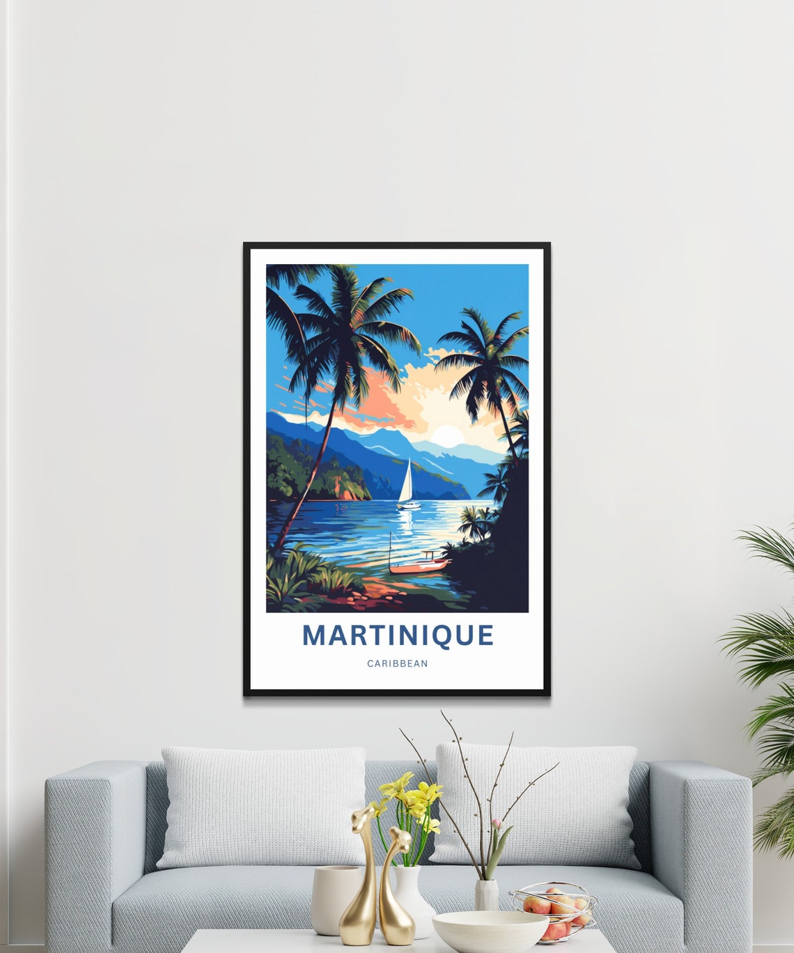Personalized Martinique Travel Print Martinique Poster Caribbean Wall Art Framed Present Gift Caribbean Present - Image 3