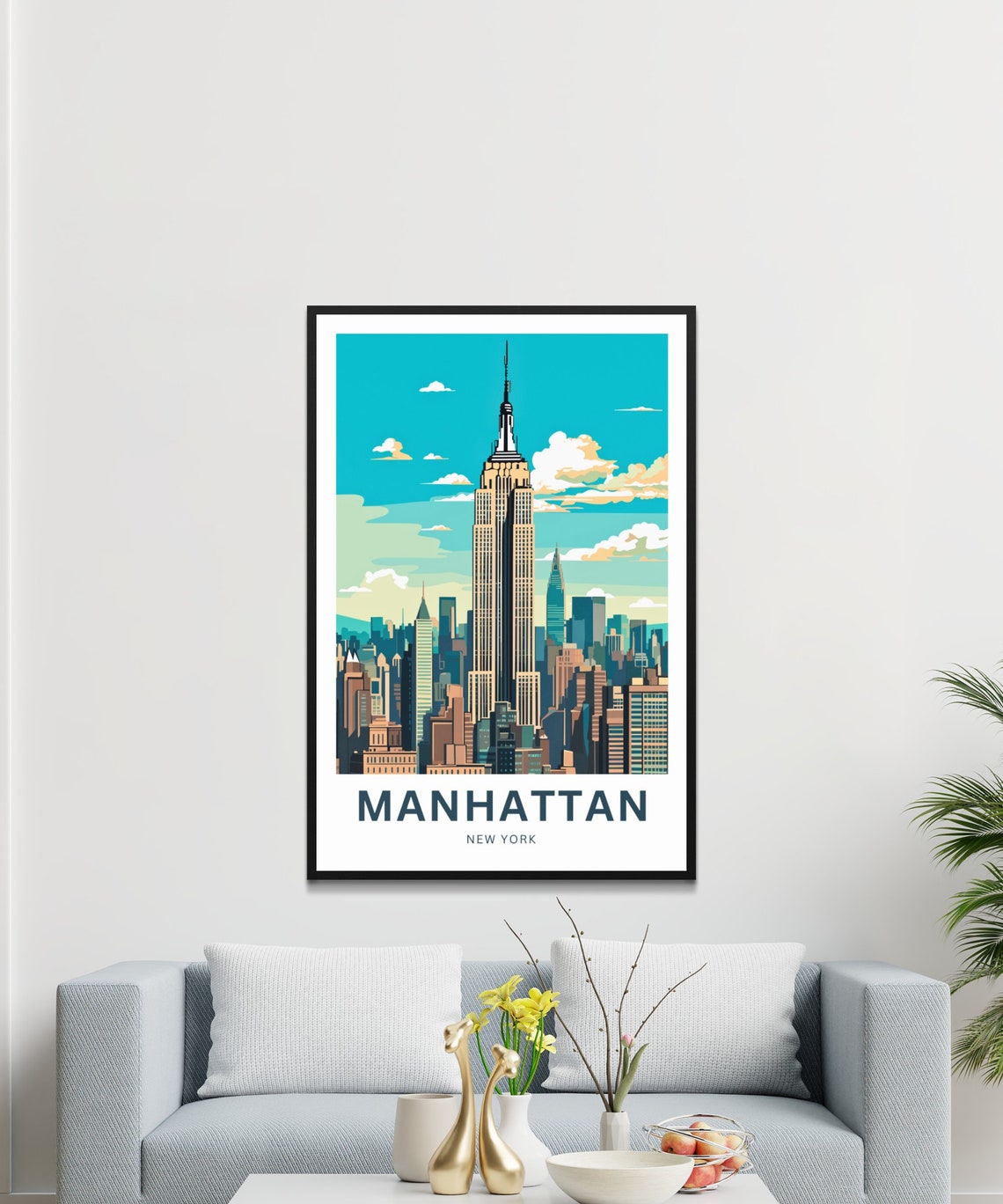 Personalized Manhattan New York Empire State Skyline Scene Poster - Image 3