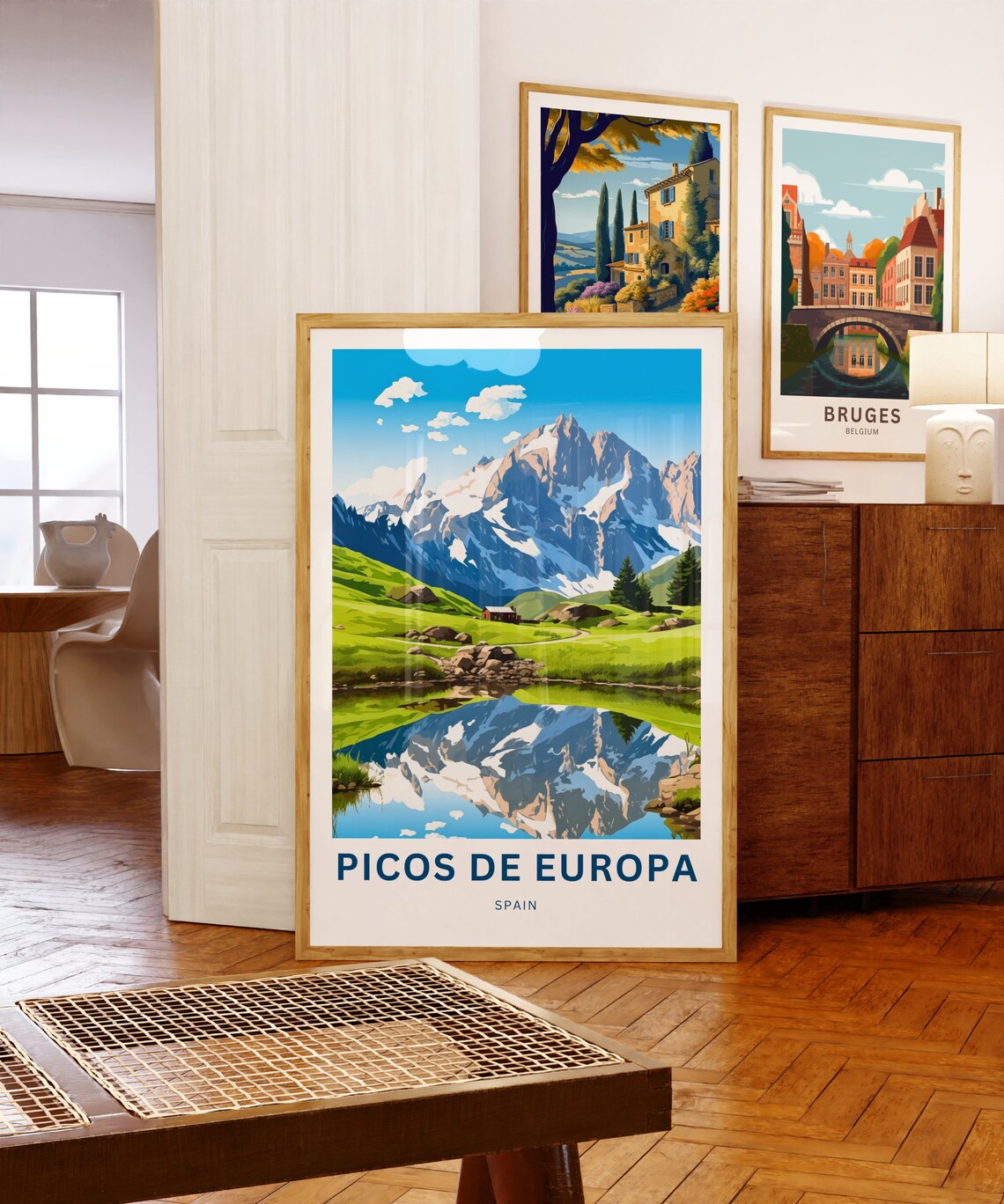 Picos de Europa Spain Mountain Lake Mirror Reflection Travel Poster - Image 5