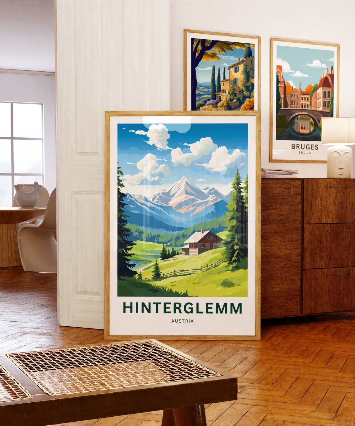 Hinterglemm Austria Alpine Chalet Snowy Peak Travel Art Poster - Image 5