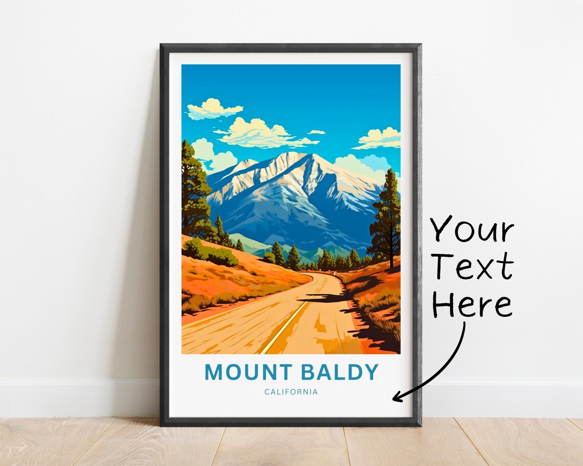 Mount Baldy California Snowy Peak Road Personalized Travel Poster