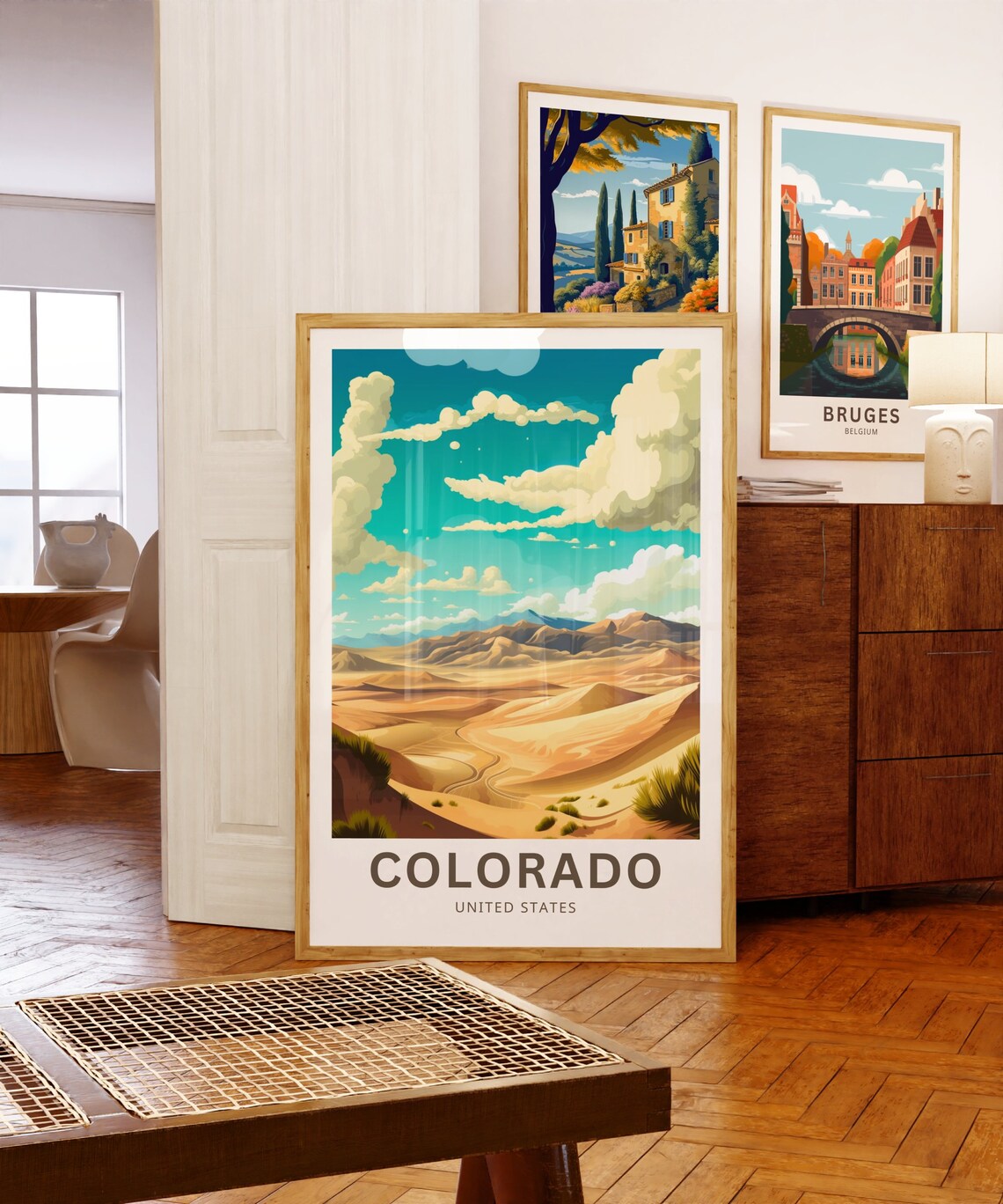 Colorado Golden Sand Dunes Desert Ripples Illustrated Travel Poster - Image 5