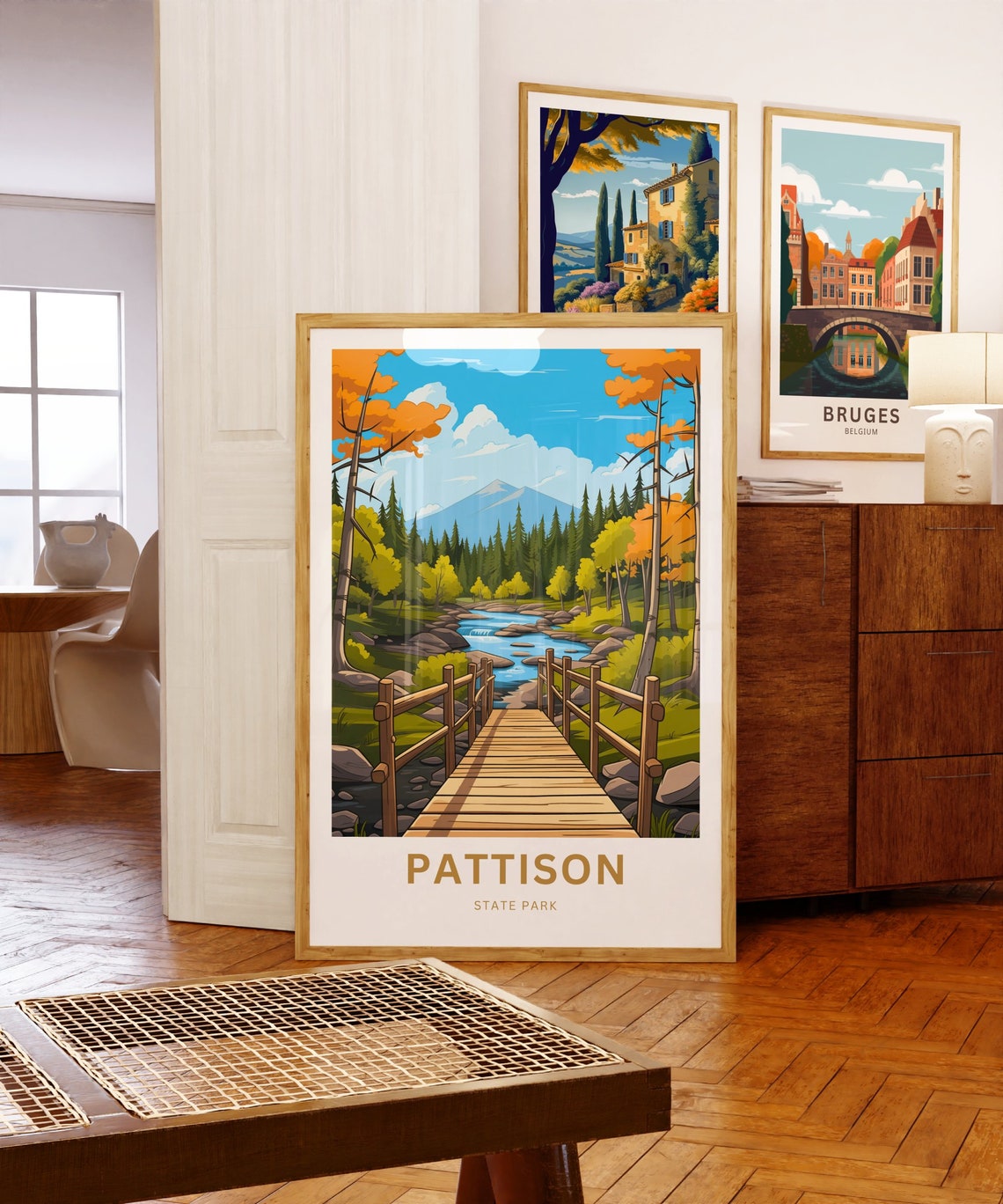 Personalized Pattison State Park Wooden Bridge Forest Stream Poster - Image 5