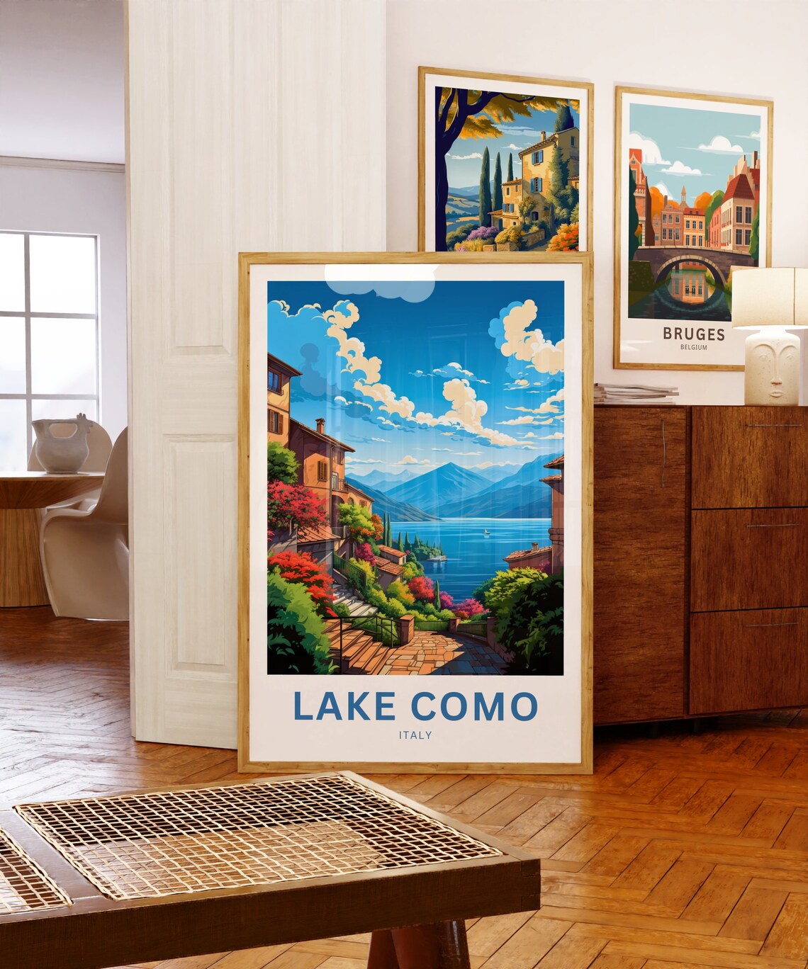 Lake Como Italy Village Staircase Lake View Personalized Poster - Image 5