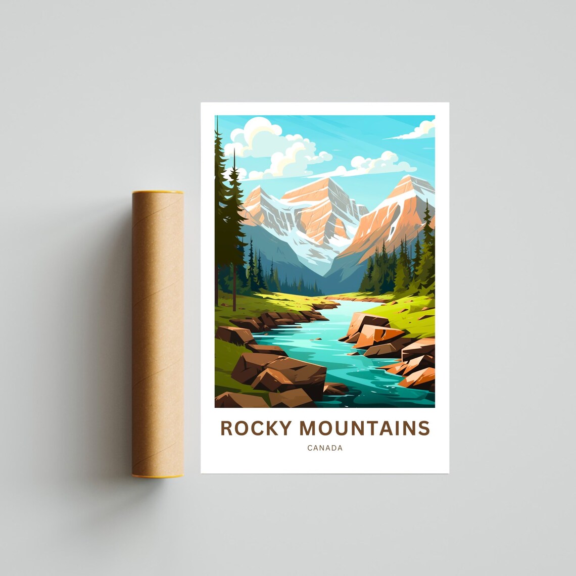 Rocky Mountains Canada Alpine Wilderness River Travel Poster - Image 4