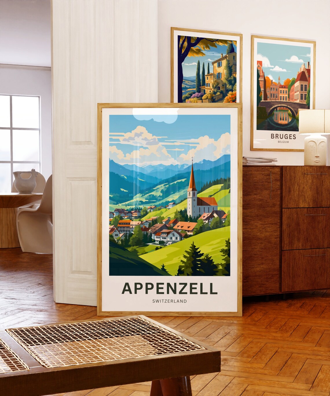 Personalized Appenzell Switzerland Alpine Village Church Valley Poster - Image 5
