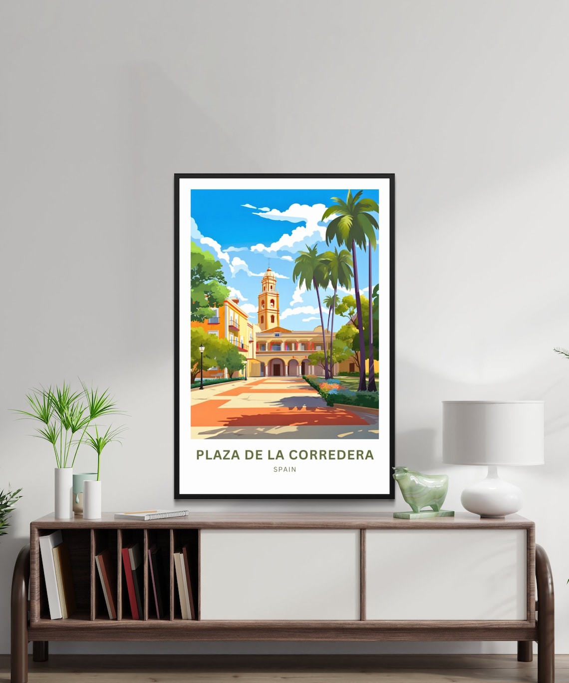 Plaza De La Corredera Spain Church Tower Palm Trees Travel Poster - Image 2