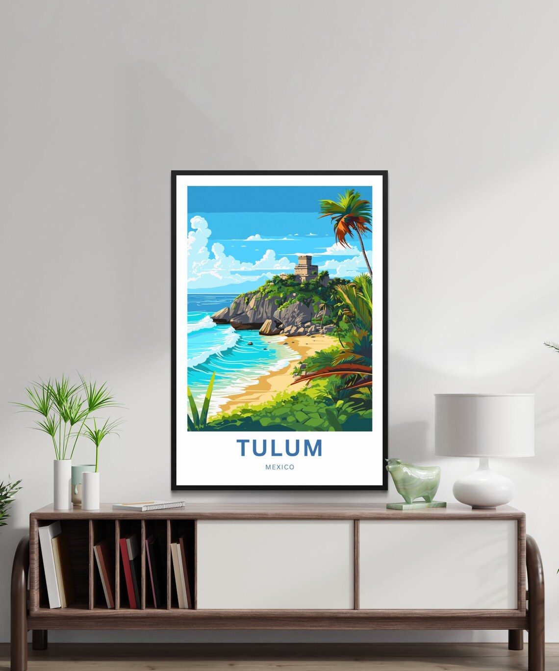 Tulum Mexico Mayan Cliff Ruins Caribbean Beach Custom Art Poster - Image 2