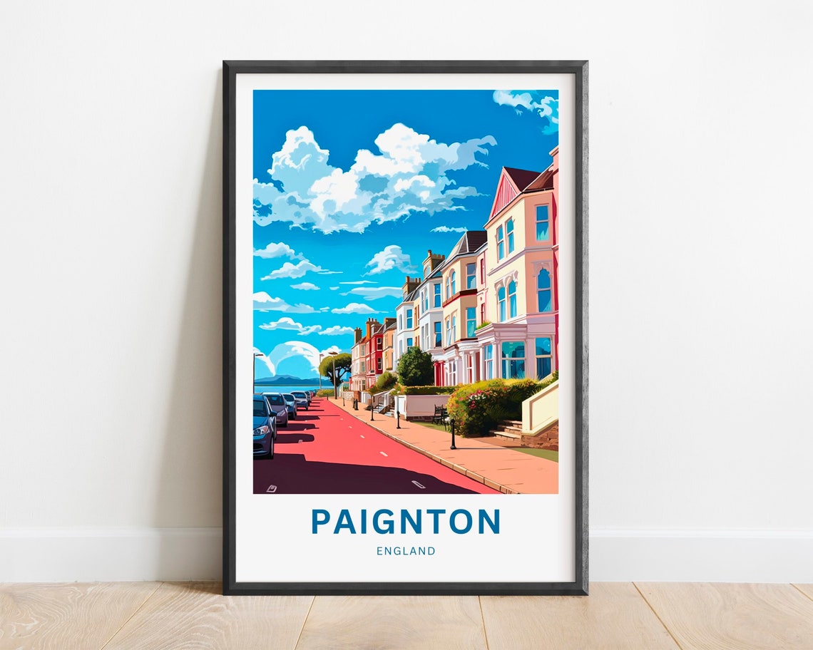 Paignton England Terraced Street Red Road Seaside Scene Poster