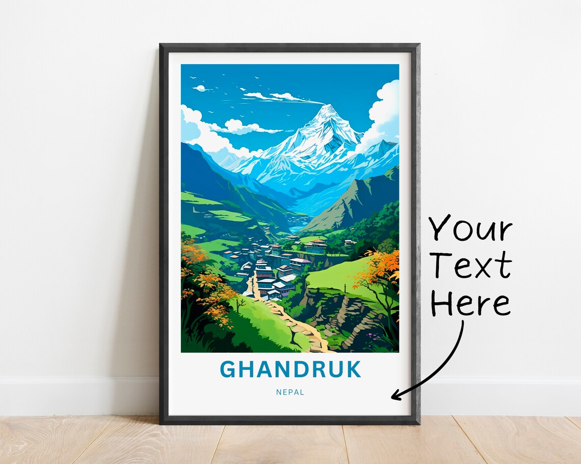 Ghandruk Nepal Himalayan Village Mountain Peak Travel Poster - Image 2