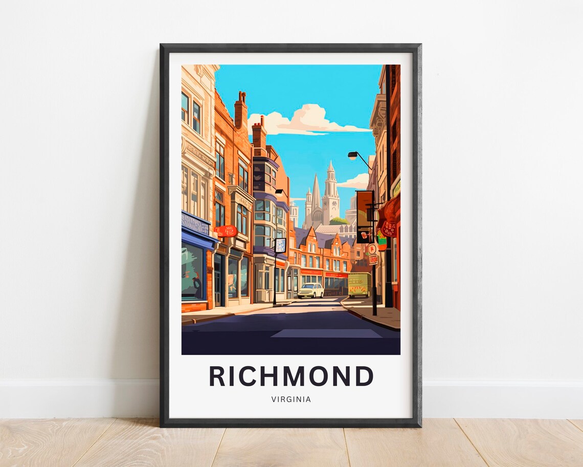 Richmond Virginia Historic Brick Street Church Towers Travel Poster