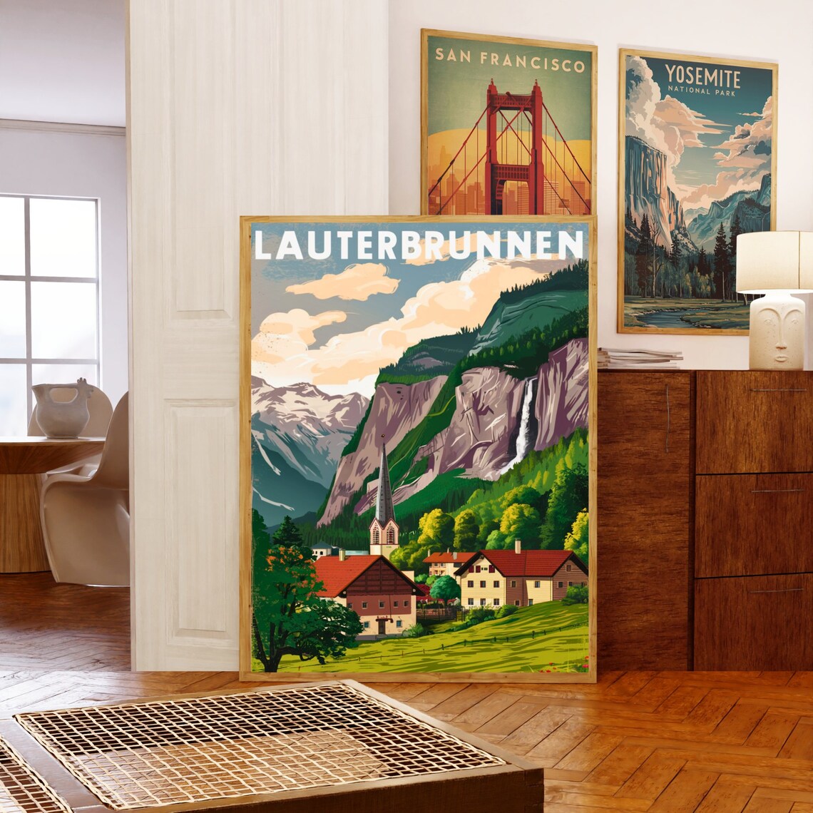 Lauterbrunnen Switzerland Vintage Valley Waterfall Travel Poster - Image 5