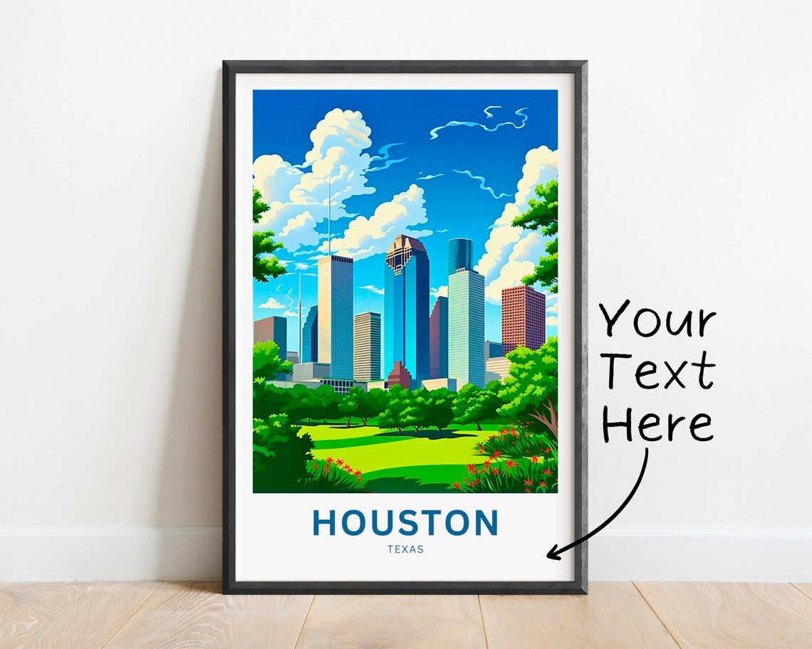 Houston Texas Downtown Skyline Green Park Towers Personalized Poster