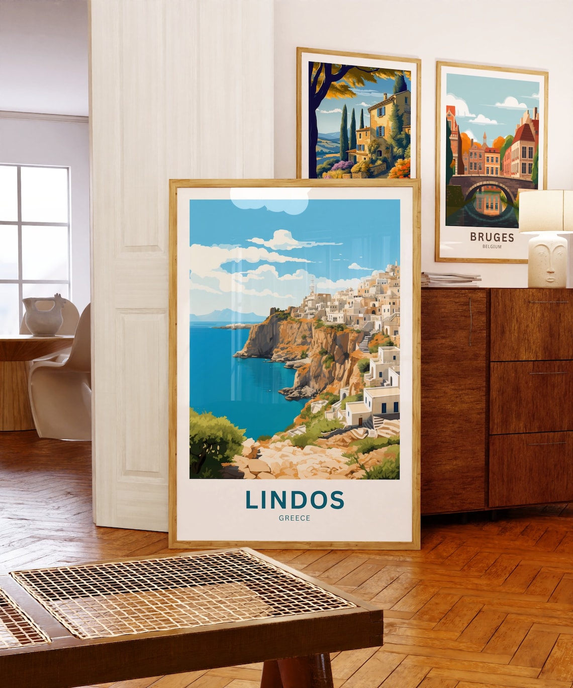 Lindos Greece Cliffside Village Aegean Sea View Travel Poster - Image 5