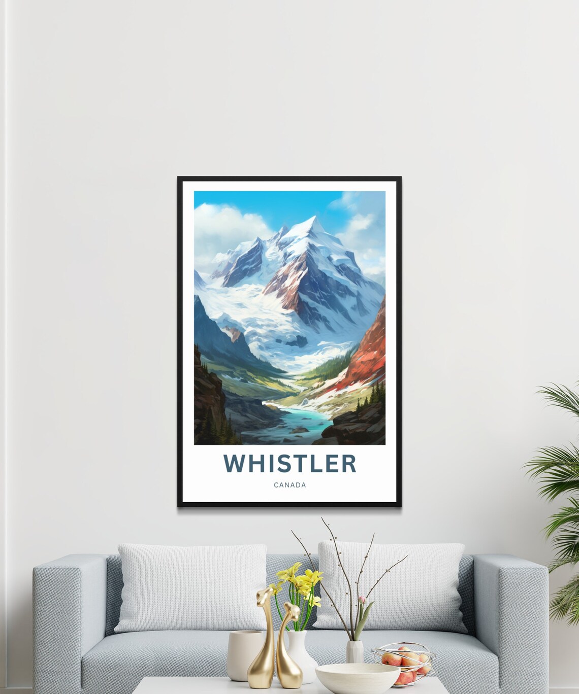 Whistler Canada Snowy Glacier Peak Teal Lake Valley Travel Poster - Image 3