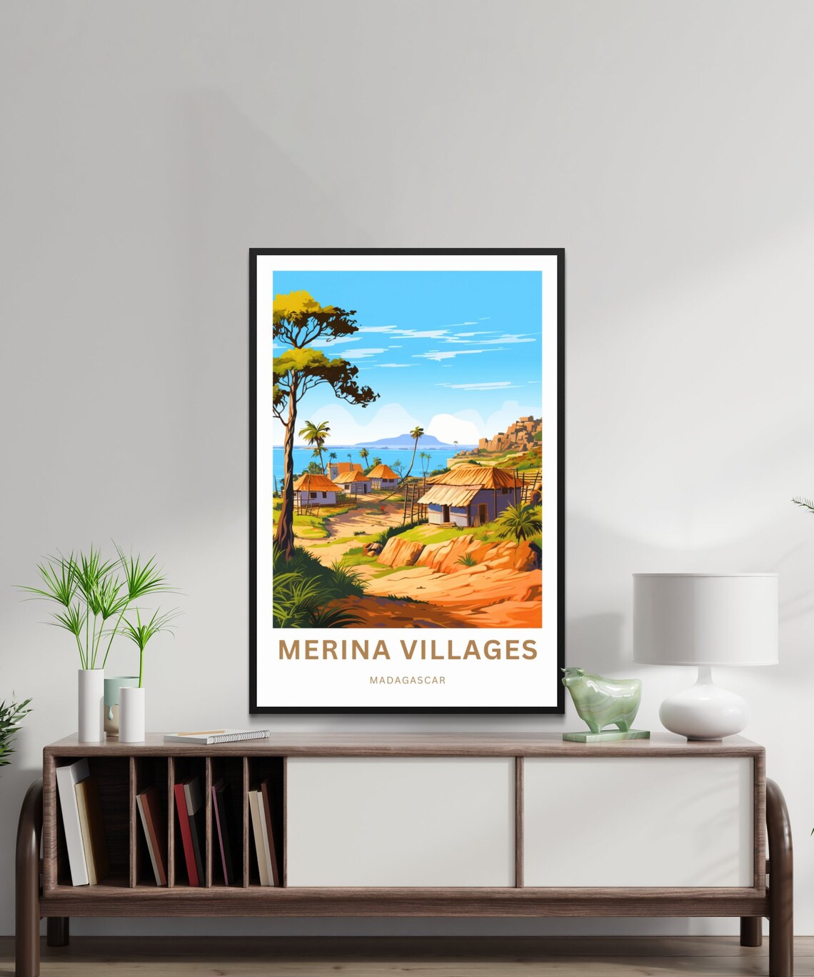 Merina Villages Madagascar Thatched Huts Tropical Scene Art Poster - Image 2