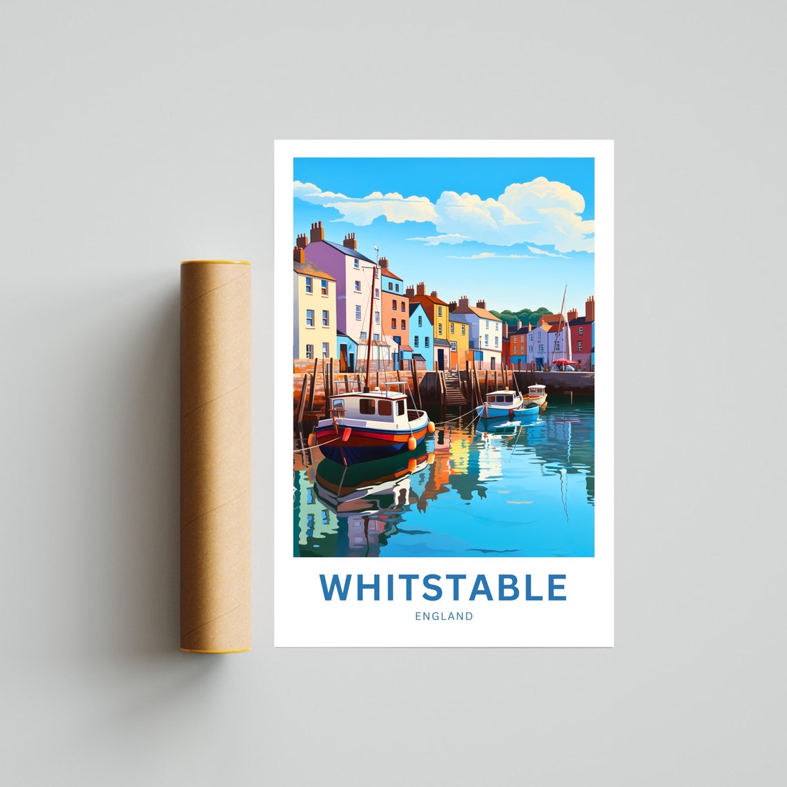 Whitstable England Harbor Boats Scene Personalized Travel Poster - Image 4