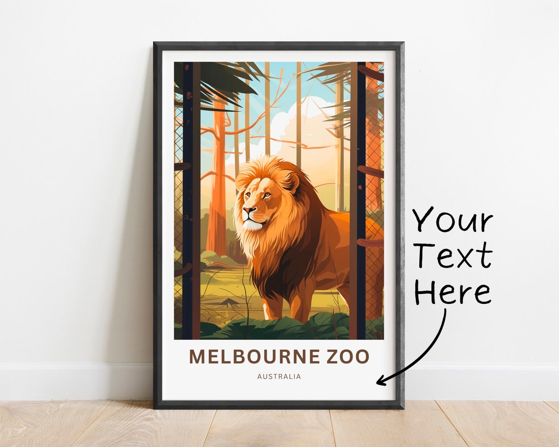 Personalized Melbourne Zoo Australia Lion Custom Text Poster