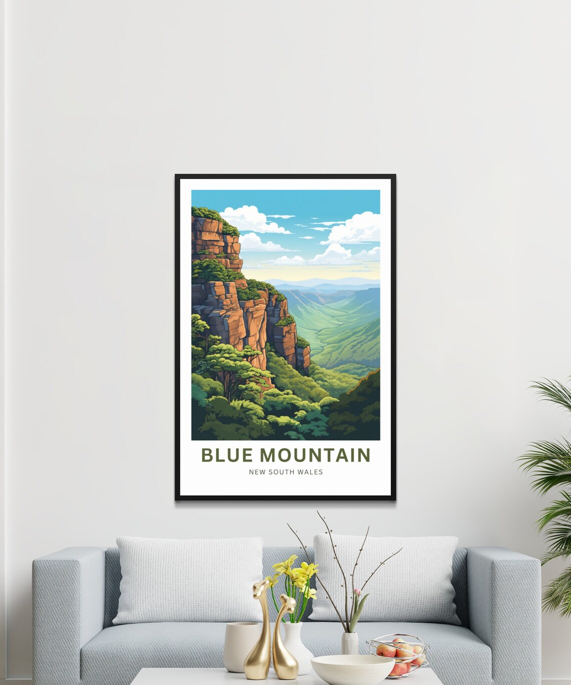 Blue Mountain New South Wales Orange Cliffs Green Vale Poster - Image 3
