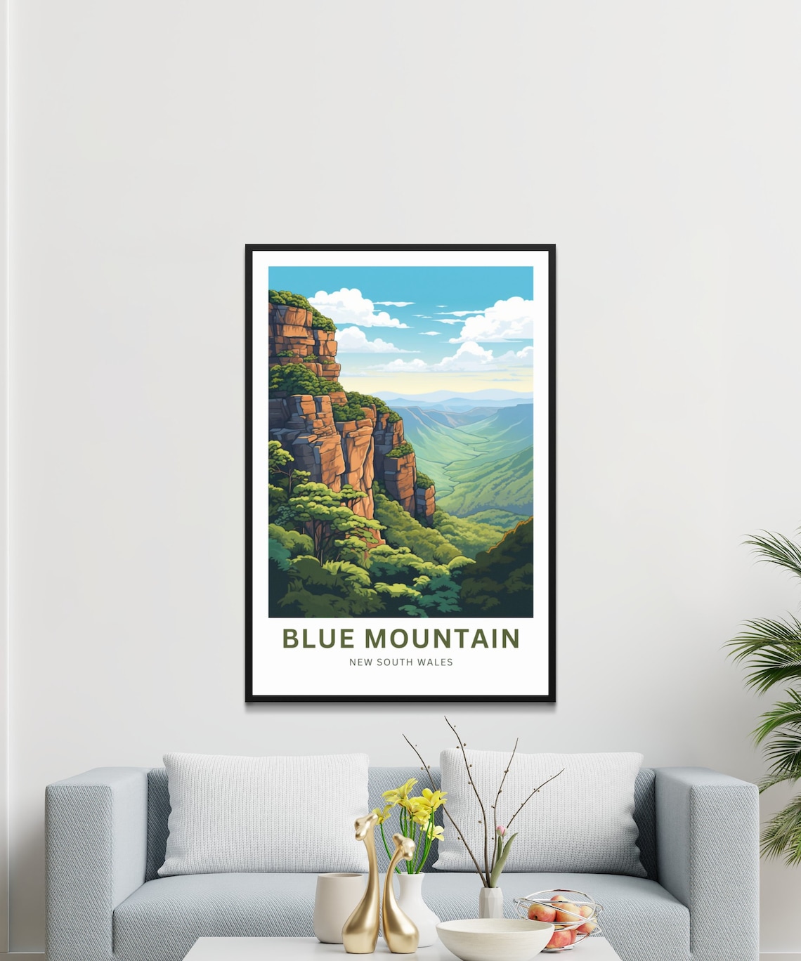 Blue Mountain New South Wales Sandstone Cliffs Vista View Poster - Image 3