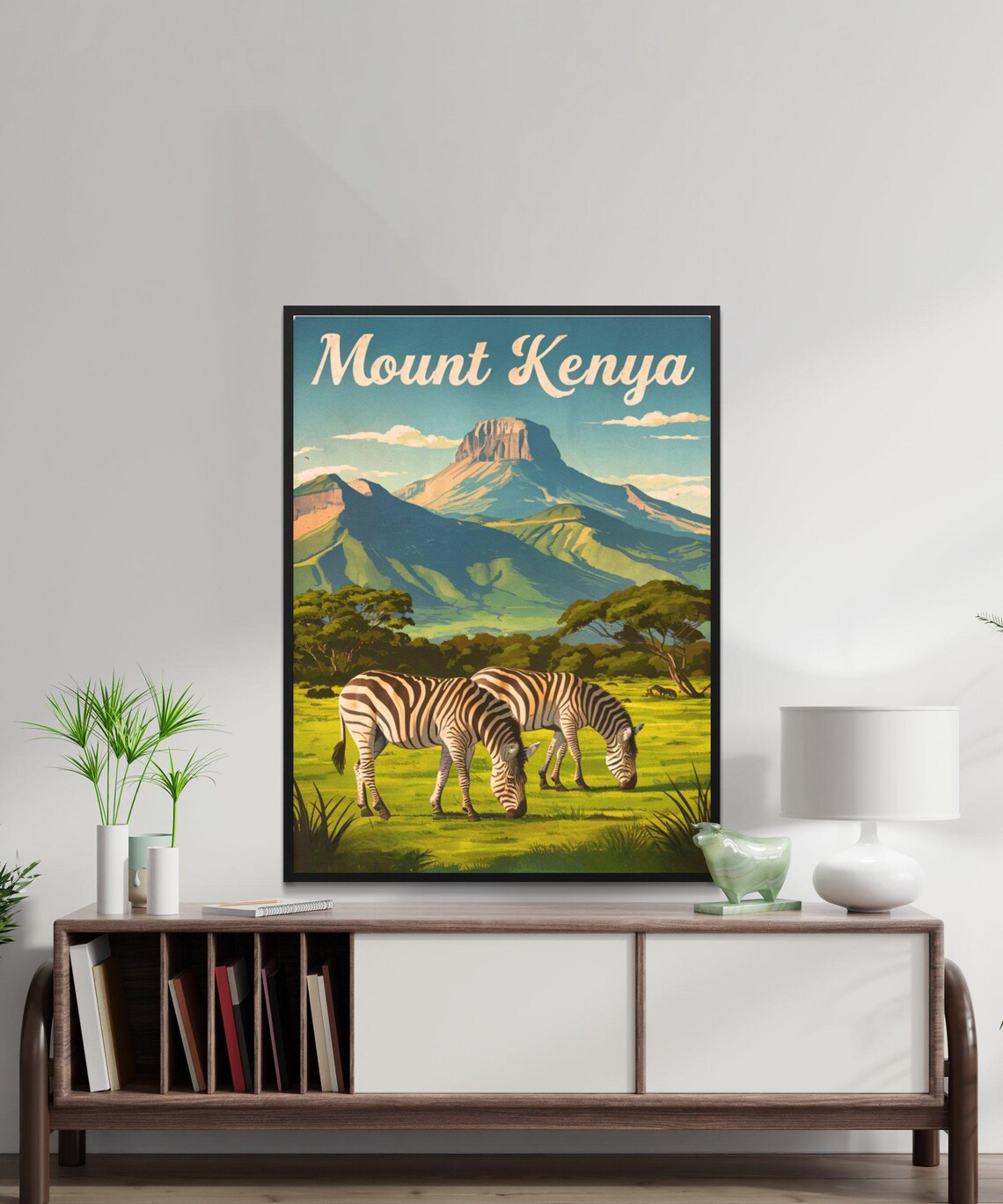 Mount Kenya Africa Safari Zebras Mountain Savannah Travel Poster - Image 2