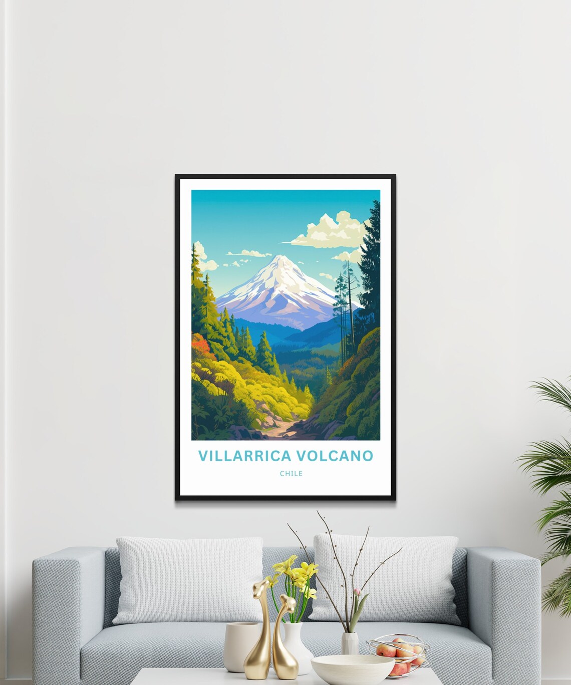 Villarrica Volcano Travel Poster, Chile Landscape - Image 3