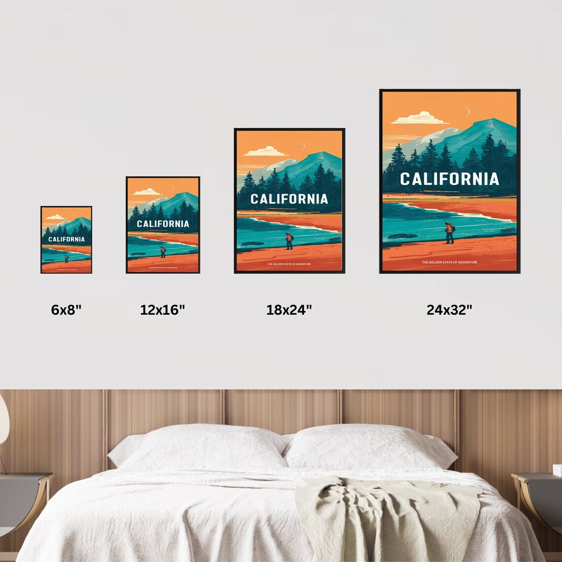 California Mountain Hiker Lake Adventure Vintage Travel Poster - Image 4