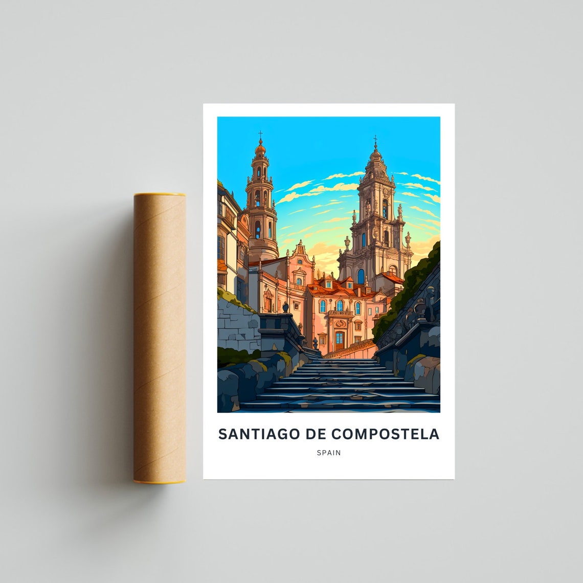 Personalized Santiago de Compostela Spain Custom Cathedral Poster - Image 4
