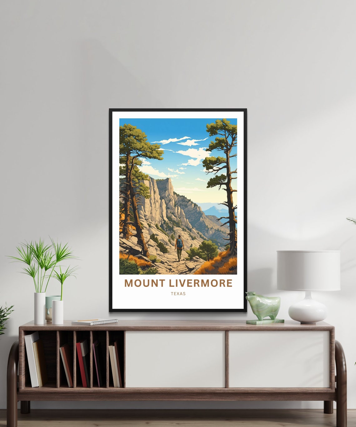Mount Livermore Texas Hiker Trail Between Rocky Peaks Poster - Image 3