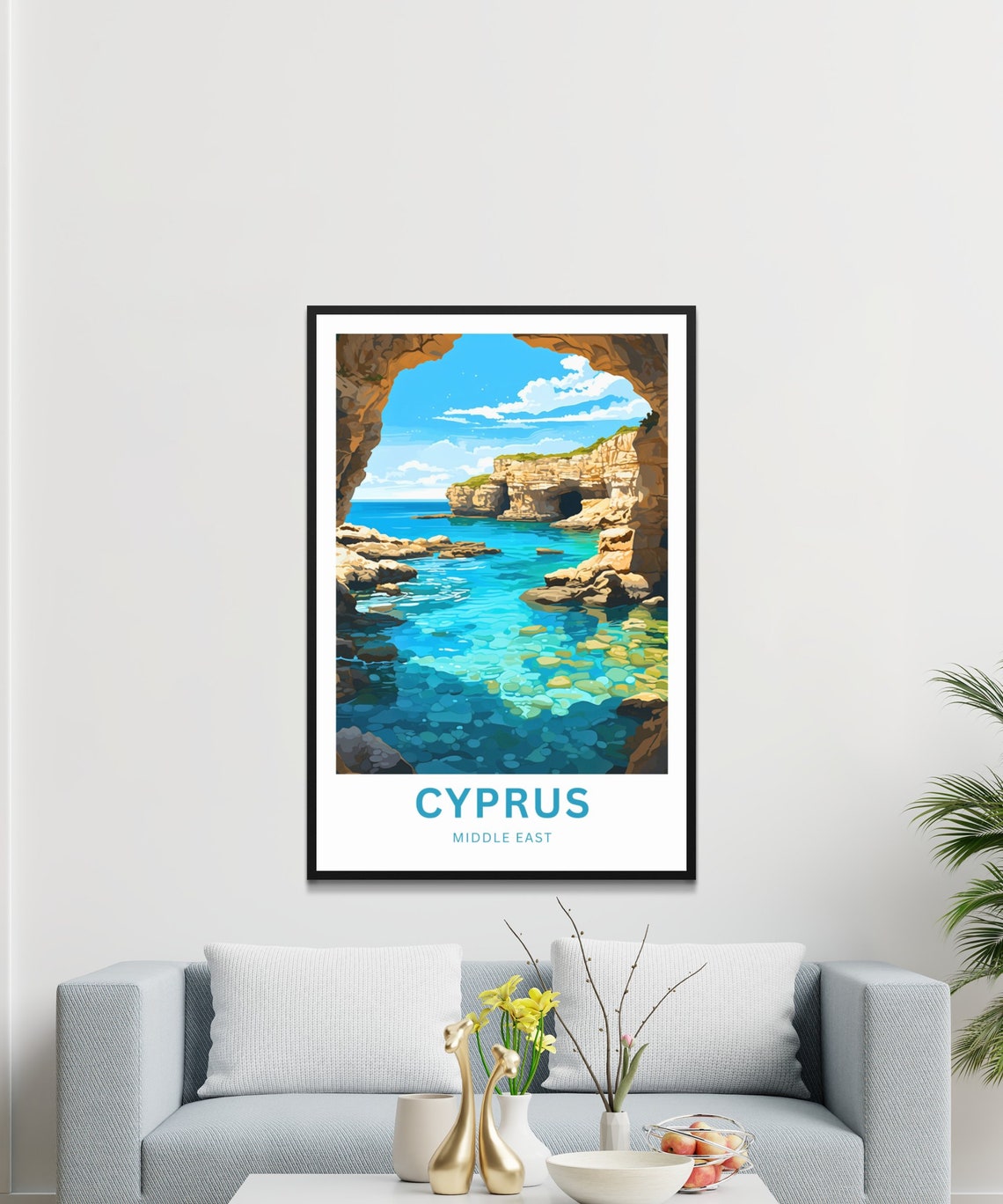 Cyprus Sea Cave Arch Coast Crystal Waters Vintage Travel Poster - Image 4