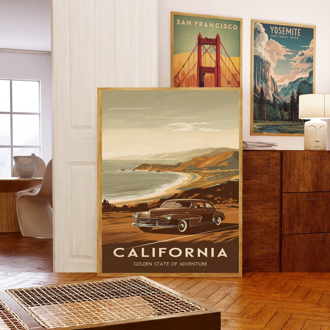 California Classic Car Coastal Highway Vintage Adventure Poster - Image 5