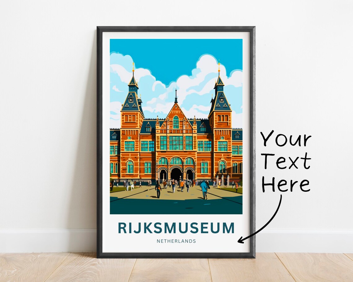 Personalized Rijksmuseum Netherlands Custom Text Vintage Travel Poster