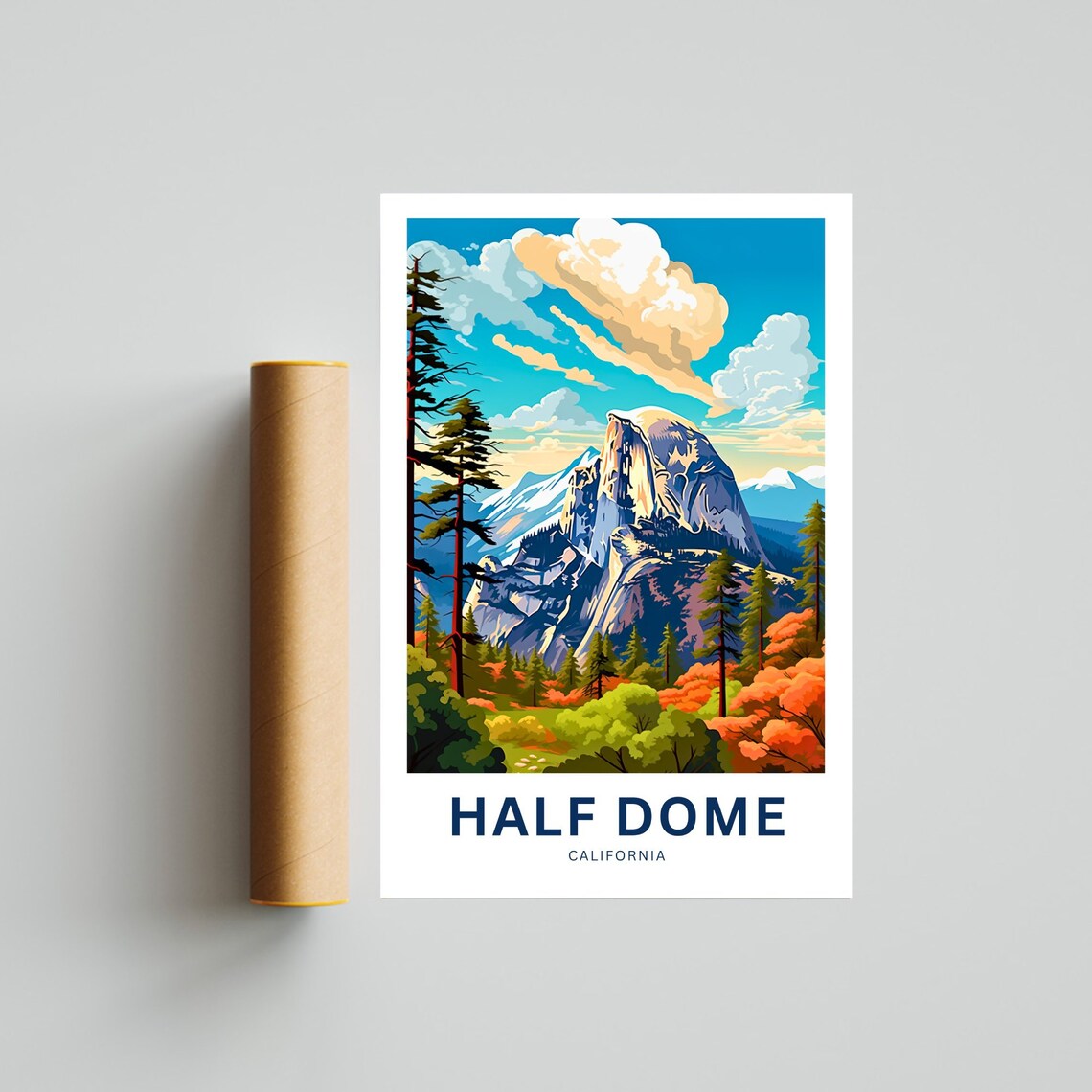 Personalized Half Dome Travel Poster, California Wall Art - Image 4