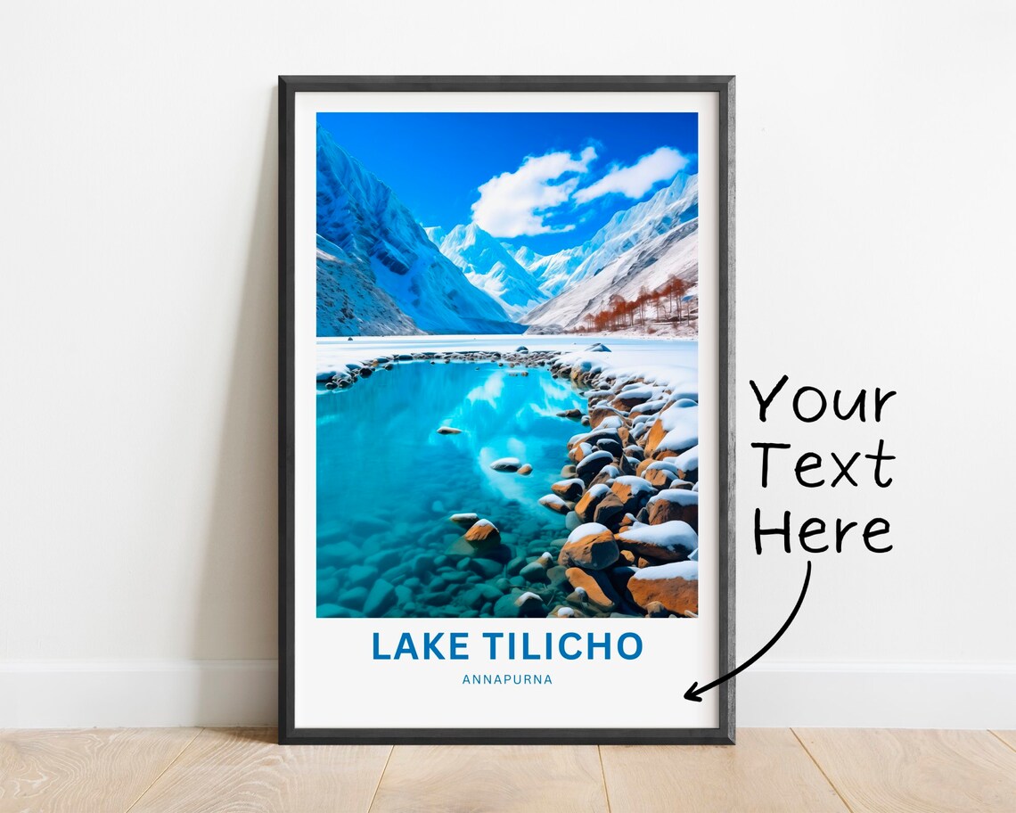 Personalized Lake Tilicho Annapurna Snowy Shoreline Travel Poster