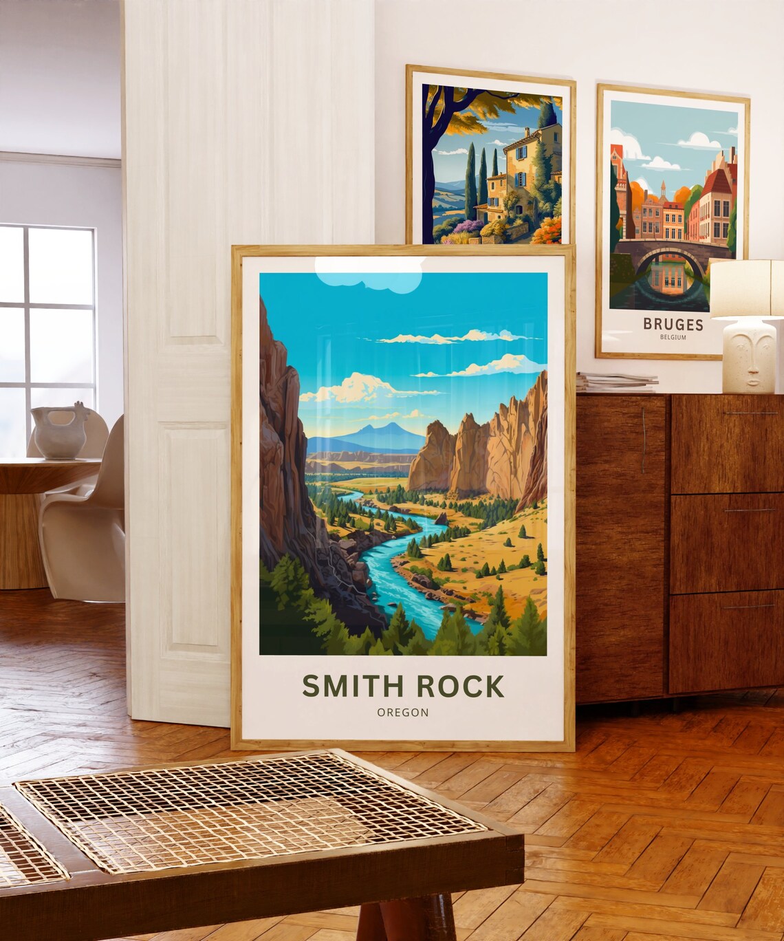 Smith Rock Oregon Red Canyon River Cliffs Outdoor Travel Poster - Image 5